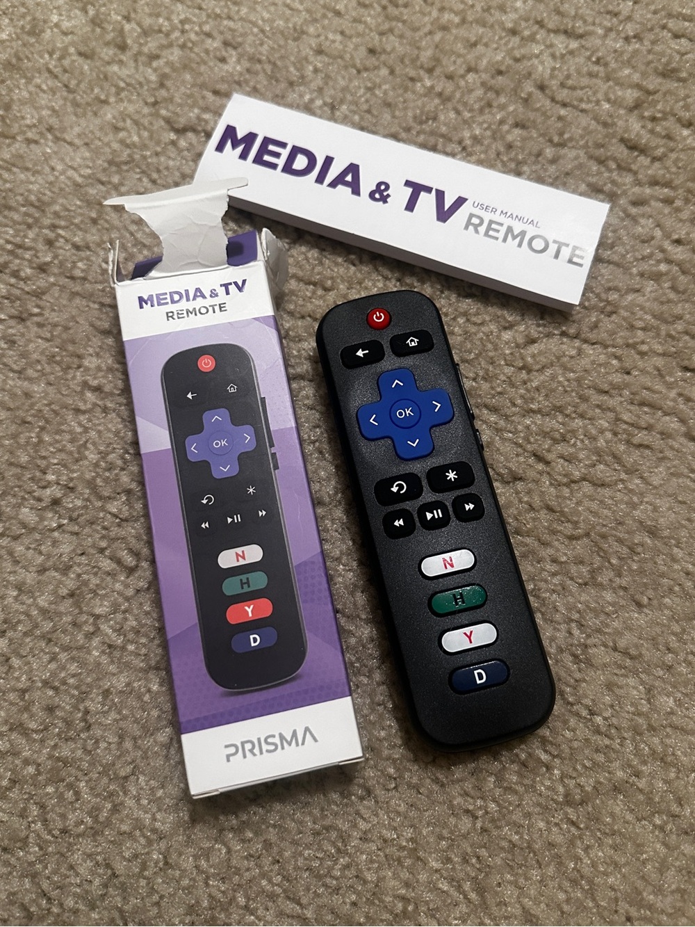 Black Media & TV Remote for Roku